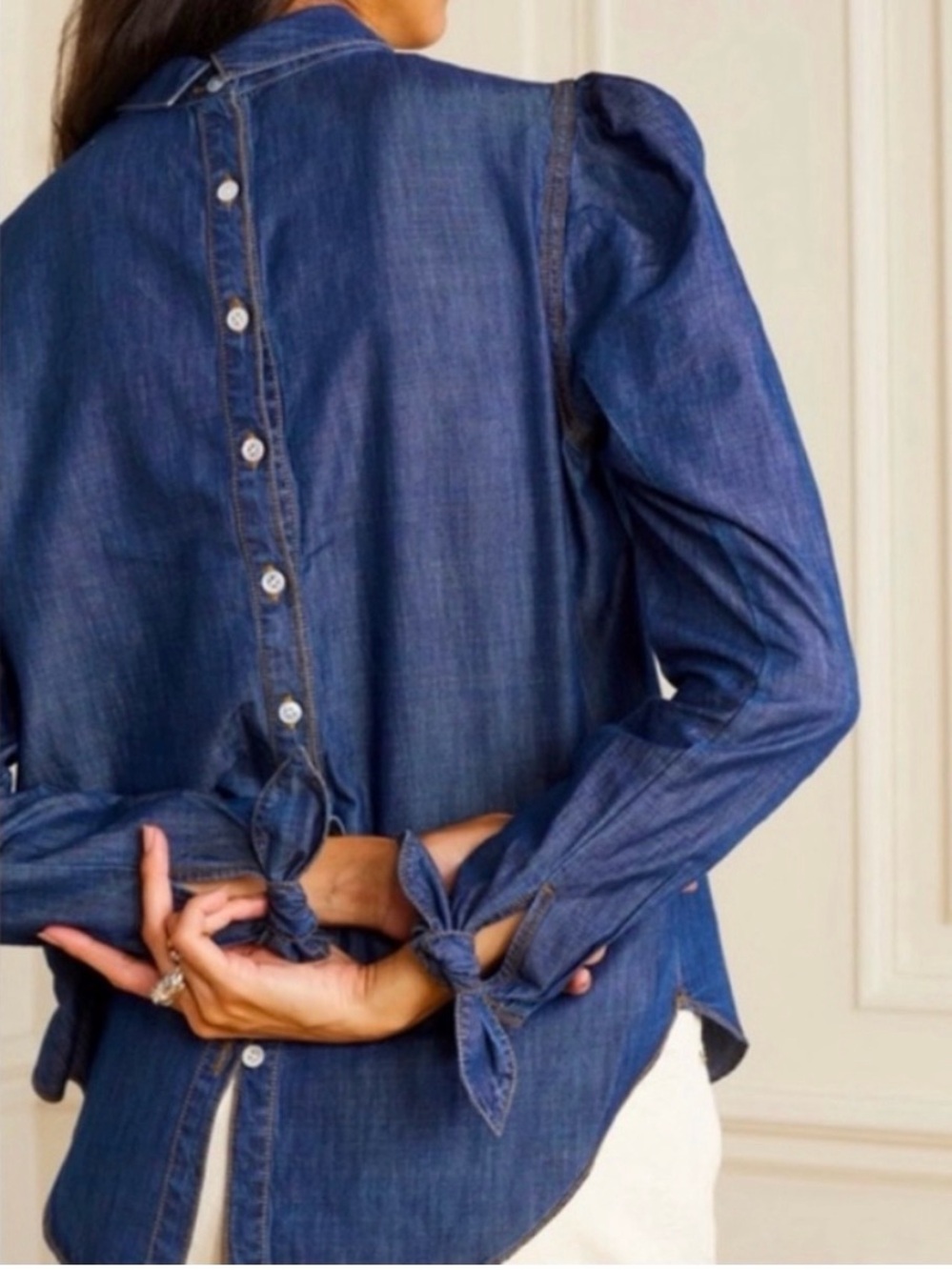 Veronica Beard Isabel Chambray Button Down Top in Cornflower Size 6